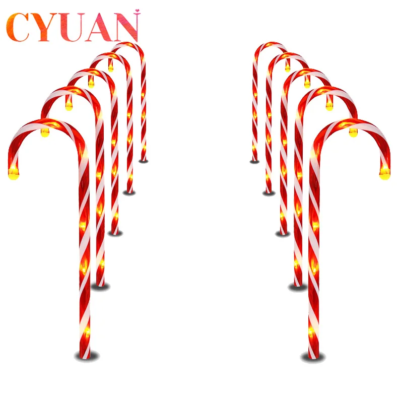 

Рождественская гирлянда-трость CYUAN, освещение для дорожек, новогоднее, праздничное освещение для улицы и сада, светится в темноте г., 1 компле...