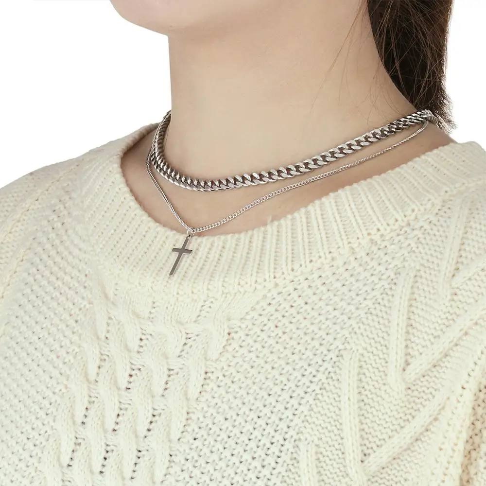 Женское Двухслойное ожерелье из нержавеющей стали с гравировкой | Украшения и