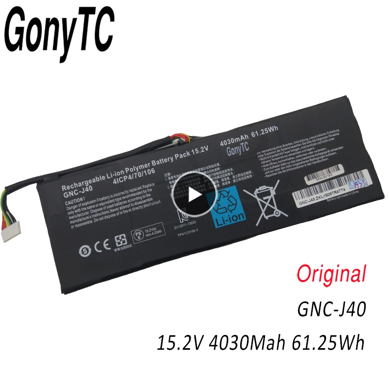 GONYTC 15 2 V 4030 mAh 61.25Wh новый оригинальный GNC J40 961TA013F ноутбука Батарея для GIGABYTE P34W P34K P34F