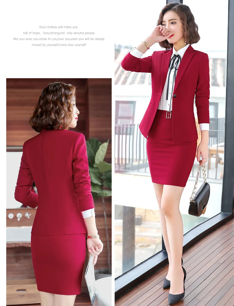 Fashion Women Long Sleeved Jacket Dress Slim Skirt Suits Two Pieces Together Large Office Lady Working Clothes Maternity