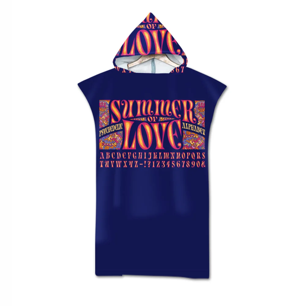 Банное пляжное полотенце из микрофибры с геометрическим принтом капюшоном пончо