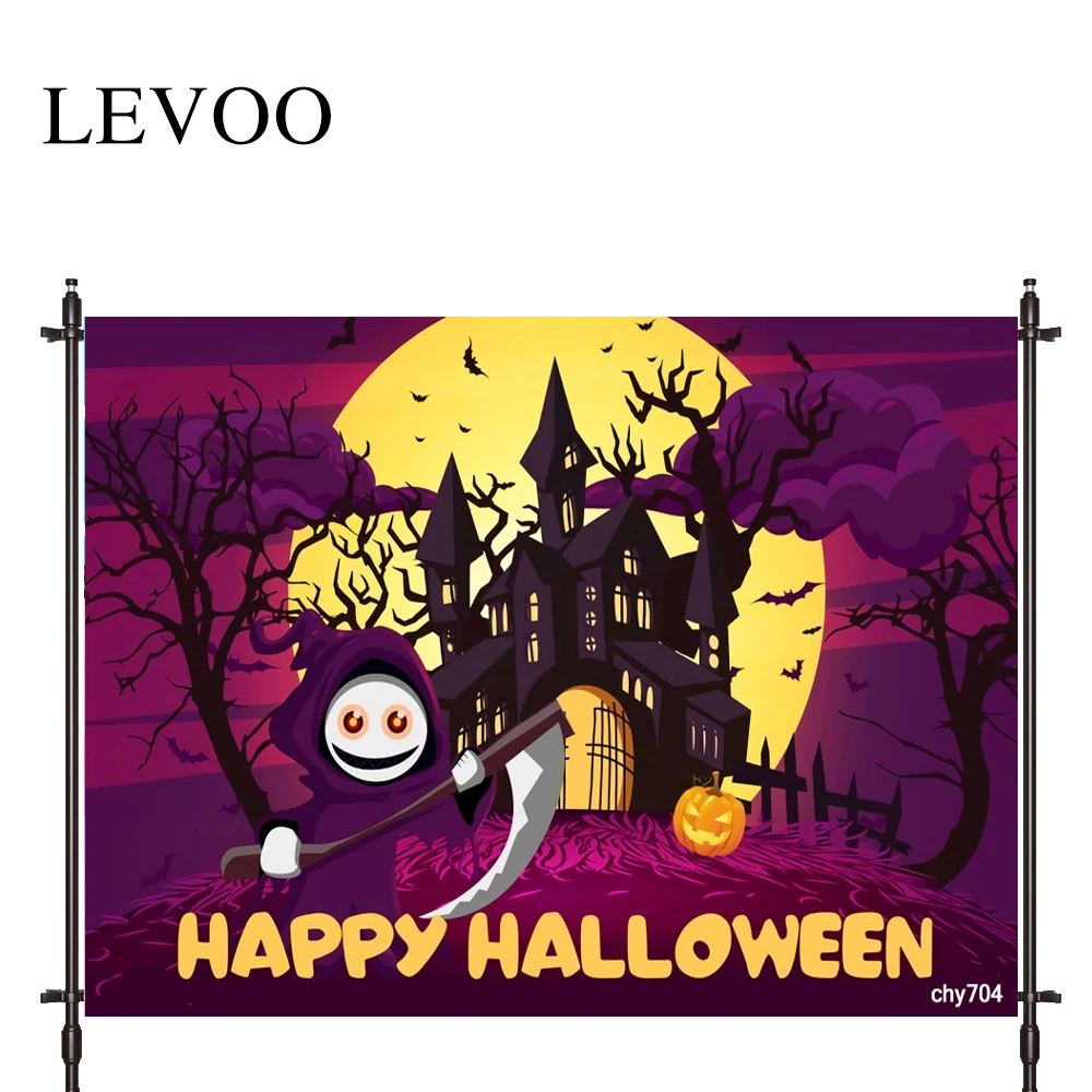 LEVOO фотографический фон Хэллоуин замок мультфильм Мрачный Жнец фиолетовый фото