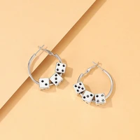 2021 wholesale european and american new fashion retro dice earrings personality creative alloy dice hollow earrings jewelry