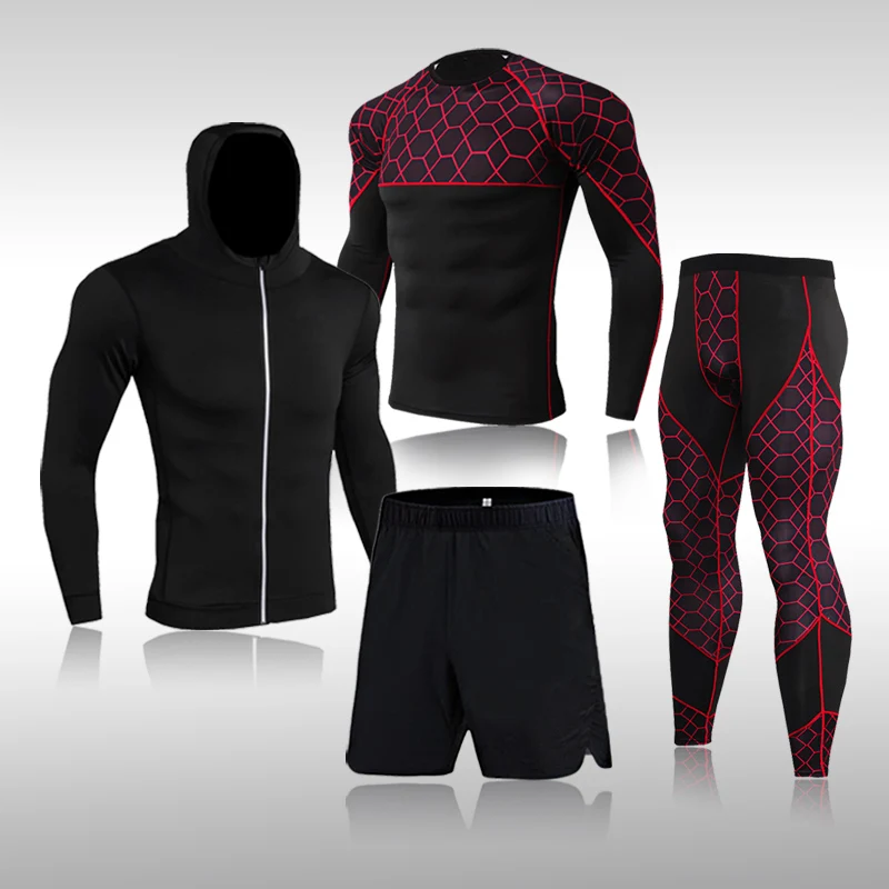 

Gym Fitness Sportswear Running Suit Men's Compression Sportswear Suit Quick-Drying Jogging Basketball Training Equipment