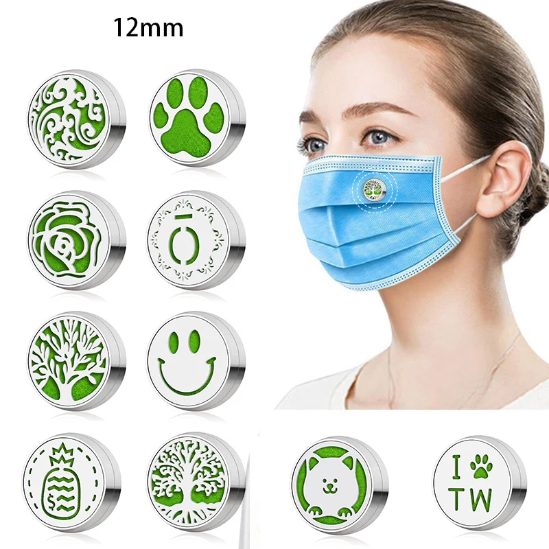 

2021 Smile Pineapple 31 types New Essential Oil Diffuser Brooch Locket Jewelry Screw Stainless Steel Magnetic Buckle Face Clip