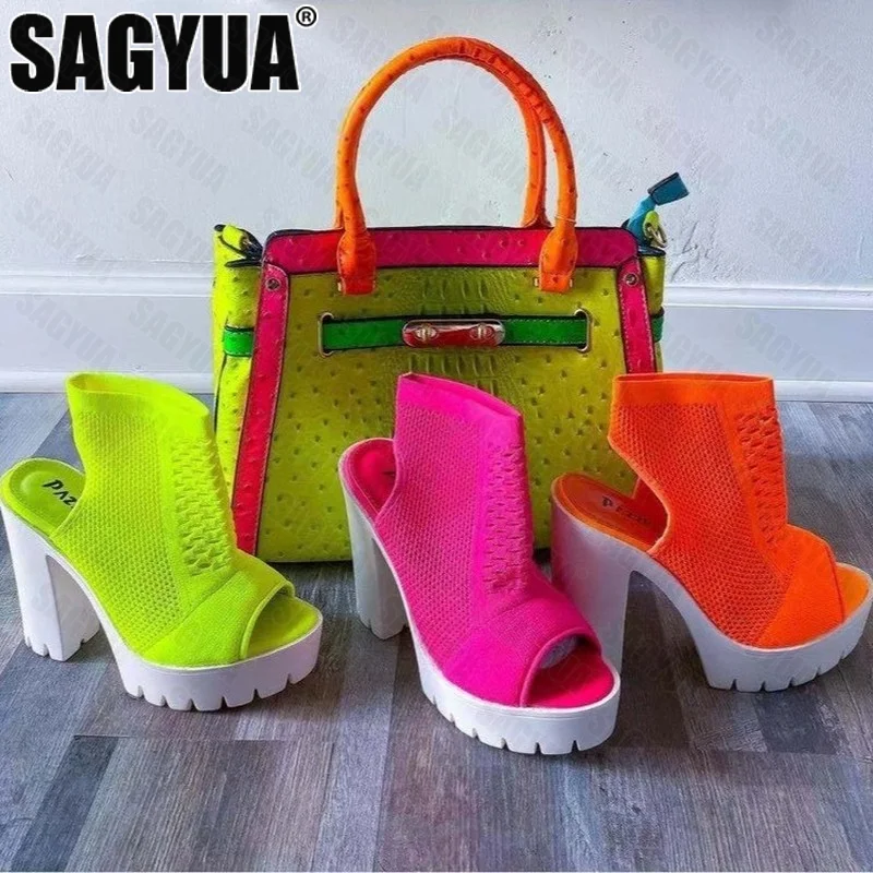 

Женские туфли-лодочки коллекции 2021 года, сетчатые дышащие туфли на массивном высоком каблуке, осенние модные сексуальные крутые босоножки, ...