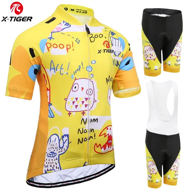 X TIGER летний детский комплект для велоспорта Детский с коротким рукавом Майки