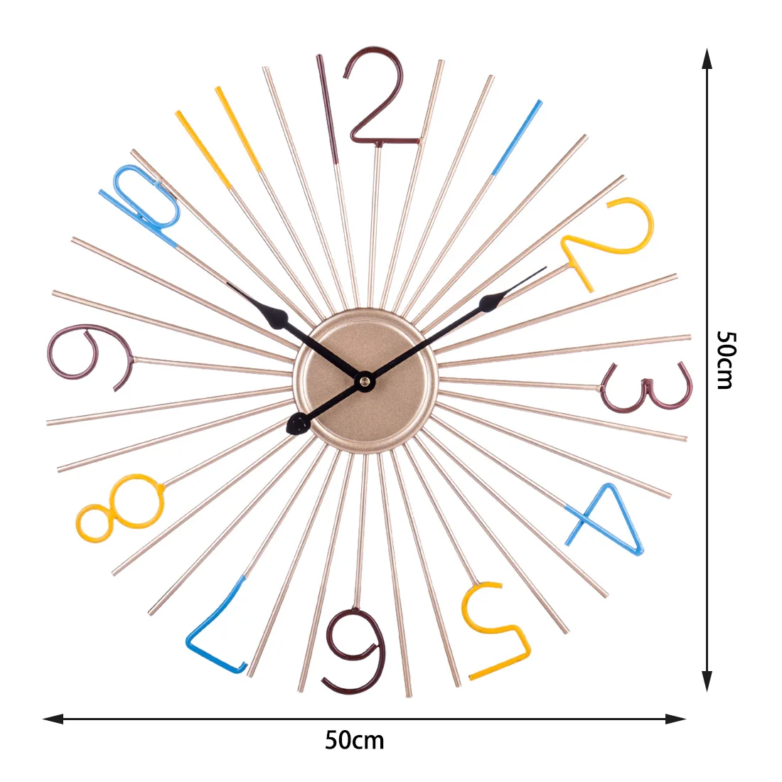 Простые часы с железным искусством 50 см бесшумные настенные современный дизайн