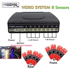 Автомобильная Видеосистема с плоскими 16 мм датчиками, двухъядерным процессором, парктроник с 8 подсветками для монитора Android, DVD