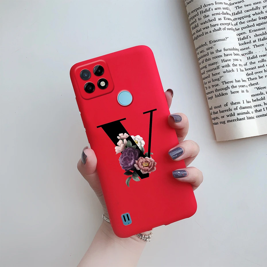 for oppo realme c21y case letter monogram flower soft slim phone cover for realme c21y c21 y rmx3261 realmec21y c 21y coque case free global shipping