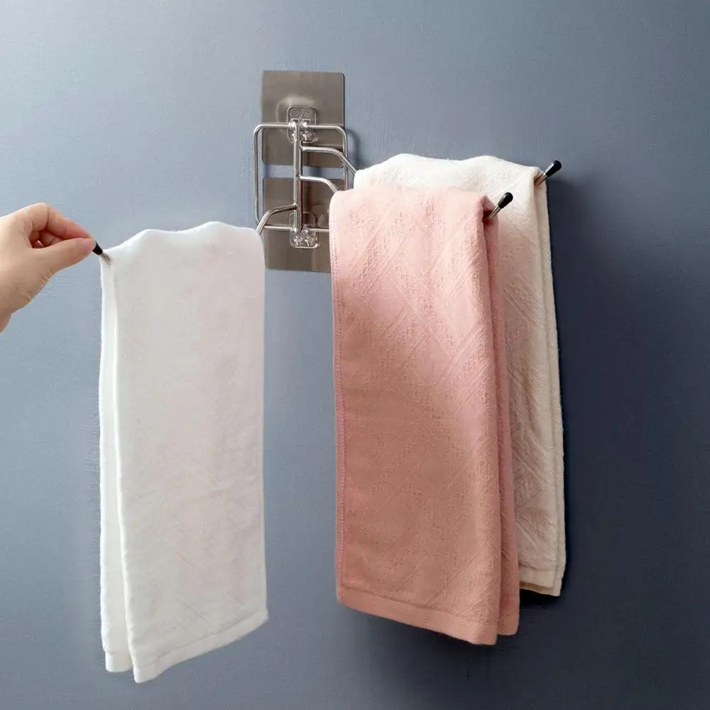 Настенная многодисковая вращающаяся стойка для полотенец ванной комнаты из