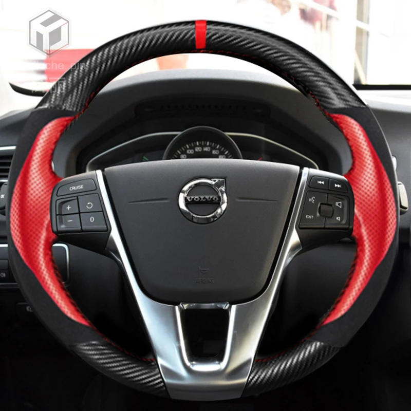 

DIY hand-stitched leather car steering wheel cover for Volvo XC60 S90 XC60 S60L V40 S80L Accessories