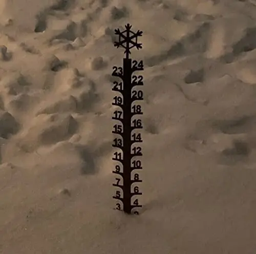 Medidor de nieve de 24 "hecho a mano, palo de medici&oacute;n de Metal para jard&iacute;n, estacas de invierno, decoraci&oacute;n de patio al aire libre-3