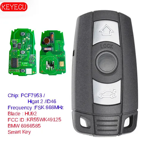 KEYECU Keyless-Go функция Полный Интеллектуальный удаленный ключ 868 МГц PCF7952 чип для BMW CAS3