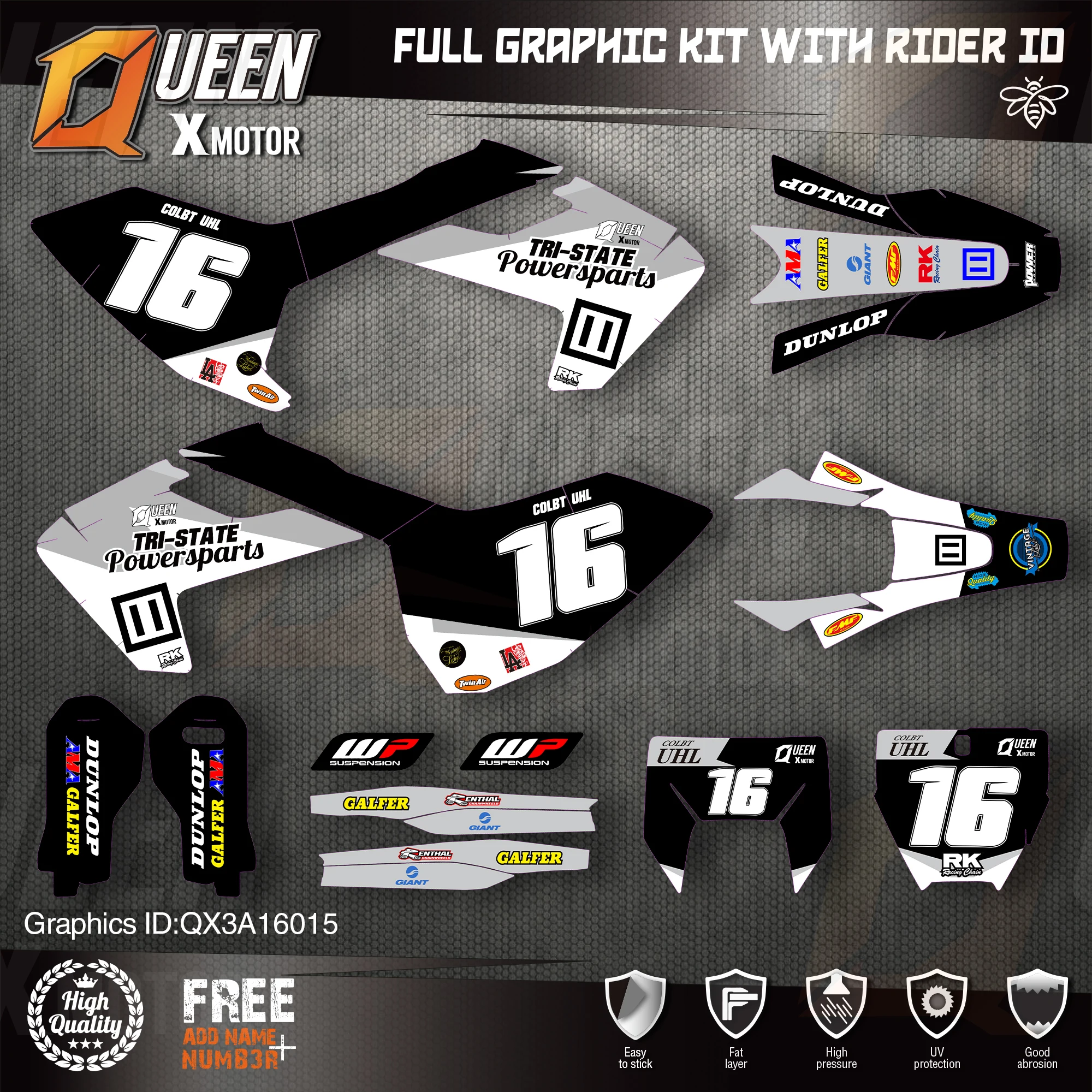 

QUEEN X MOTOR Custom Team графические наклейки, Набор наклеек для Husqvarna Decal 2016-18 TC FC TX FX FS 17-19 TE FE 125-450CC 015
