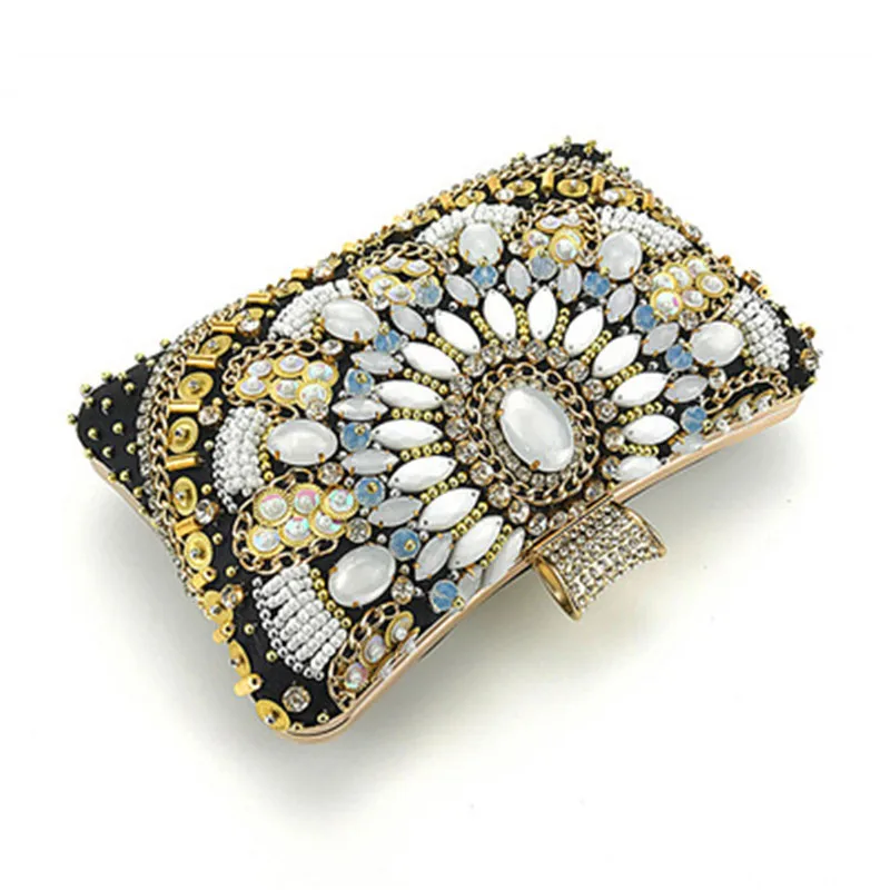 

Vintage Womens Handbag Diamonds Embroidery Clutch Bag Fashion Evening Bag