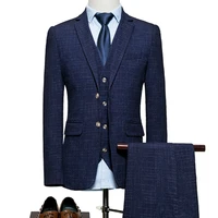 three piece blazer male formal business plaids suits for mens fashion boutique plaid wedding dress suit jacket vest pants