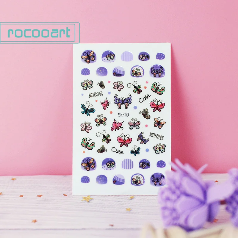 SK-110 Rocooart самоклеющиеся цветы Единорог узор дизайн ногтей украшения переводные наклейки на ногти акриловые маникюрные ногти принадлежности инструмент - Цвет: SK-110