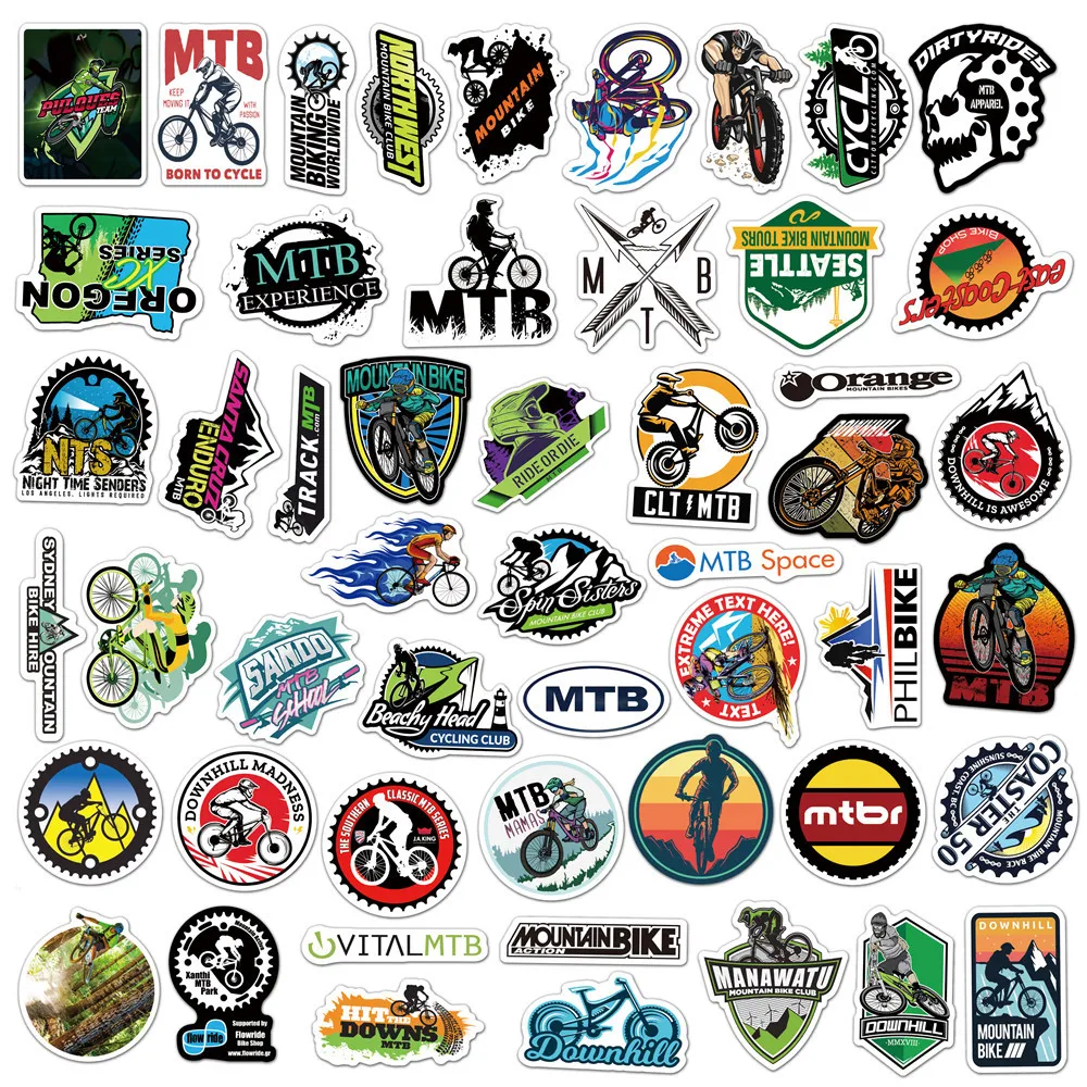 

10/30/50PCS Mountain Bike Stickers Waterproof Outdoor MTB Bicycle Sticker Cool For Luggage Car Skateboard Laptop Phone Guitar