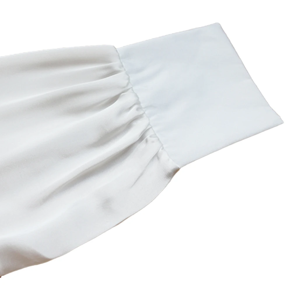 Женская Свободная шифоновая блузка однотонная с длинными рукавами фонариками и