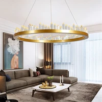 modern crystal round chandelier art minimalist pendant light for restaurant living room bedroom hotel enter hall indoor lamps