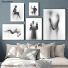 Танцовщица Черно-Белая настенная живопись холст абстрактная фигурка тень плакат Декор комнаты Настенные картины