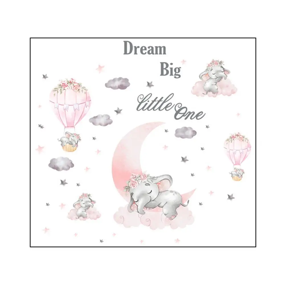 

Baby Nursery Decor Animals Wall Decals Adorable Elephant Wall Stickers Baby Wall Papers Art Decals For Classroom Kids Bathroo