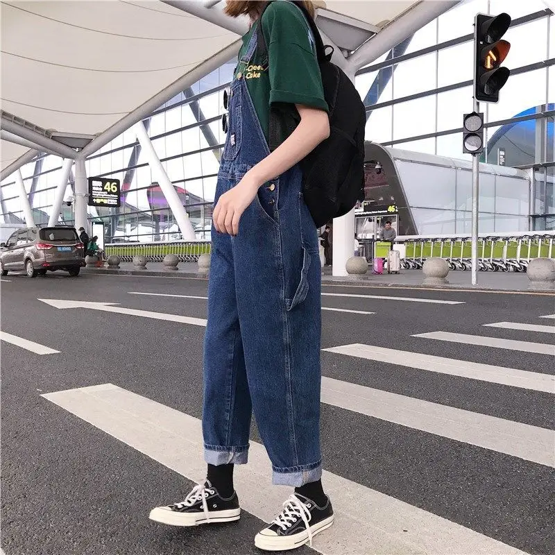 

Jumpsuits Women Denim Summer Suspender Female Harajuku New Street Wear Student Lovely Simple All-match Loose Plus Size 2XL Daily