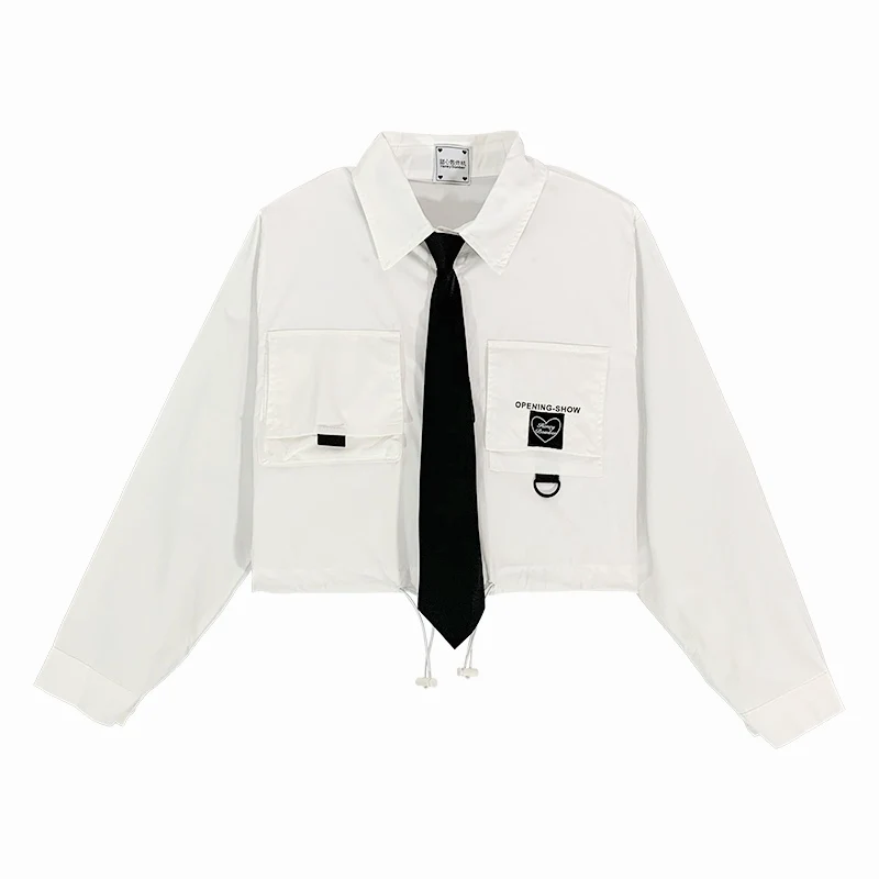 

Spring Autumn Korean Girl Undies Sweet Vintage All-match Loose Frock Long Sleeve Blouse Women Casual Shirts With Tie