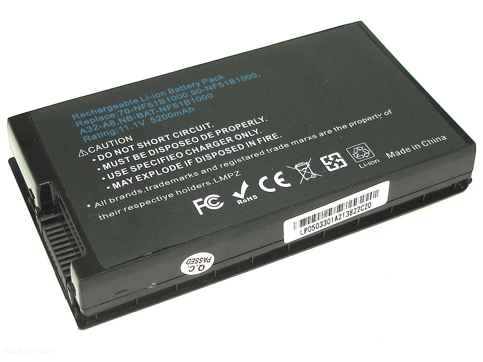 Аккумулятор A23-A8 A32-A8 A32-F80 для Asus A8 F8 L80 N80 N81 X80 X83 Z99 Series p/n: A8TL751 B991205 L3TP.B991205 |