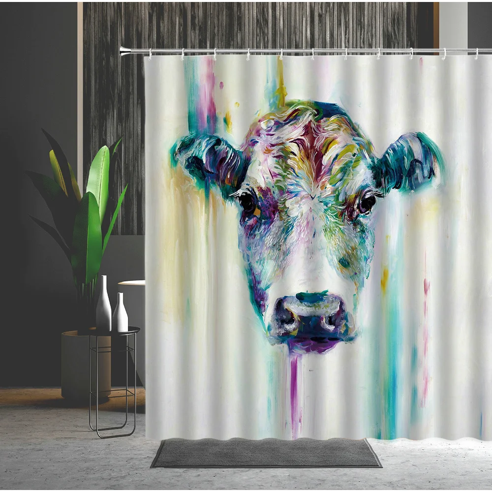 

Shower Curtain Plateau Cattle Farm Cows Pattern Polyester Fabric For Home Bathroom Decoration Bath Curtain Multiple size