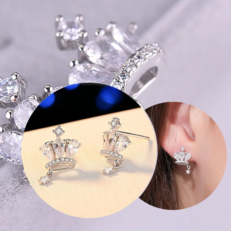 Серьги мозаика CZ Циркон Корона серьги гвоздики со звёздочками для Для женщин