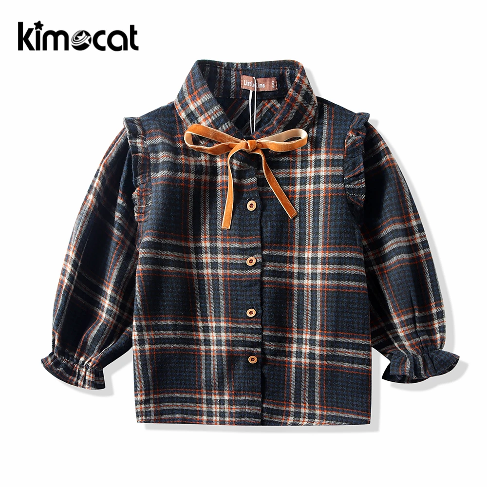 

Kimocat блузка с длинным рукавом в черно-белую клетку для девочек Детские костюмы принцессы Детская Нежная Милая Одежда для маленьких девочек ...