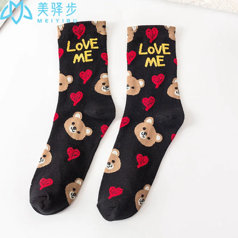 Socks Women Spring and Summer 12 PAIR PER SET Wholesale Cotton Women's Socks Alphabet Animal Socks