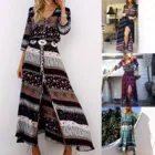 Платье-футболка женское макси, летнее пляжное пикантное вечернее элегантное винтажное повседневное длинное платье на пуговицах в стиле бохо, вечерние Сарафан # T2G