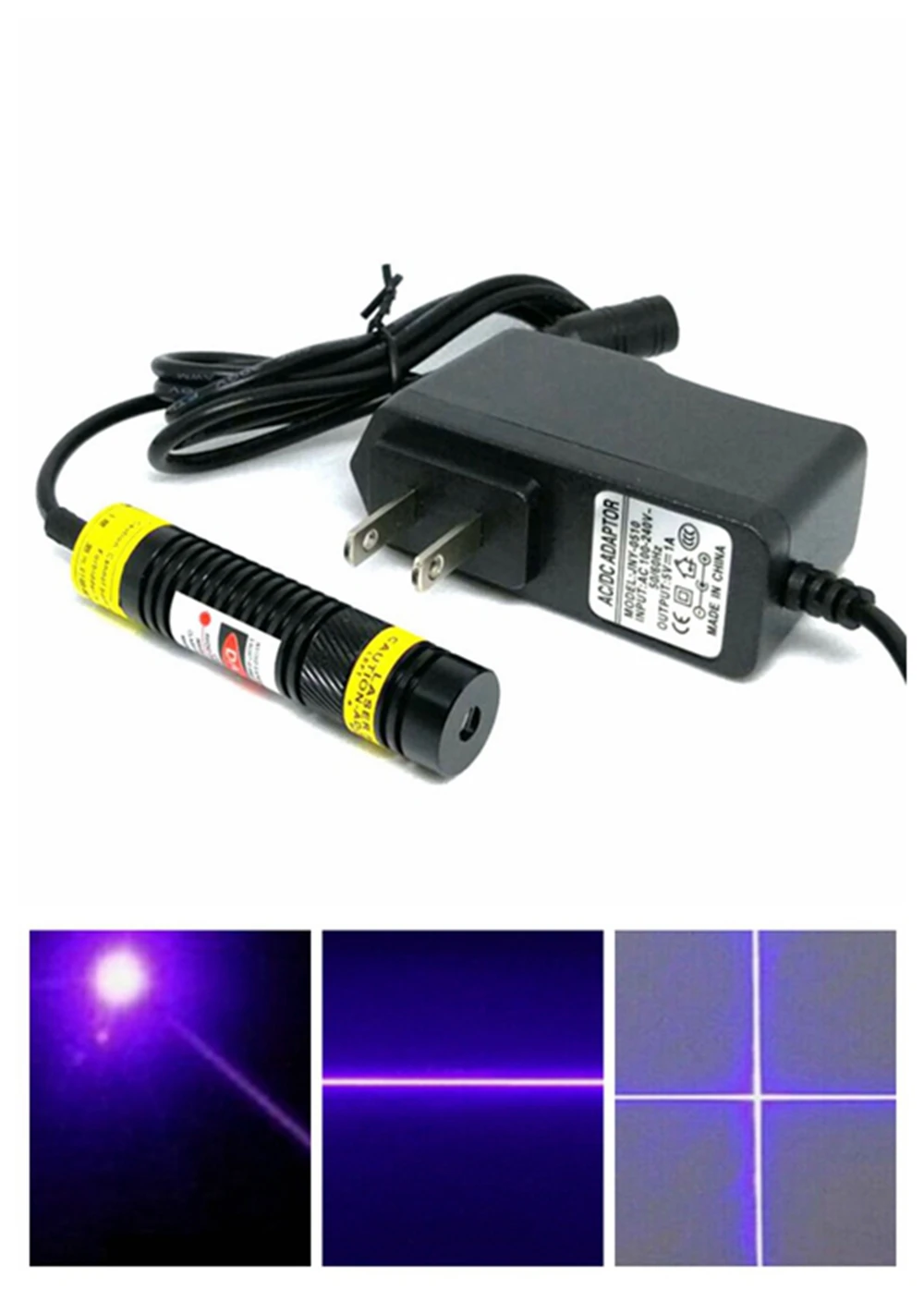 Luces láser azules violetas enfocables, 16mm de diámetro, 405nm, 100mw, módulo láser punto/línea/Cruz, herramientas de alineación de 5V