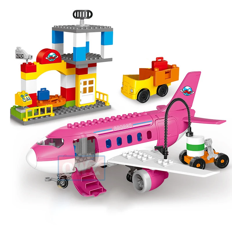 QWZ серия самолетов оживленный город аэропорт большой самолет строительные блоки