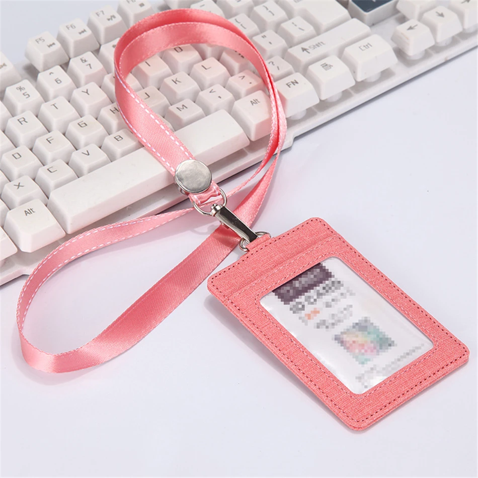 Выдвижной Lanyards держатель удостоверения личности кожа Porte Bus чехол скольжения для мужчин женщин банк держатель кредитной карты держатель карты