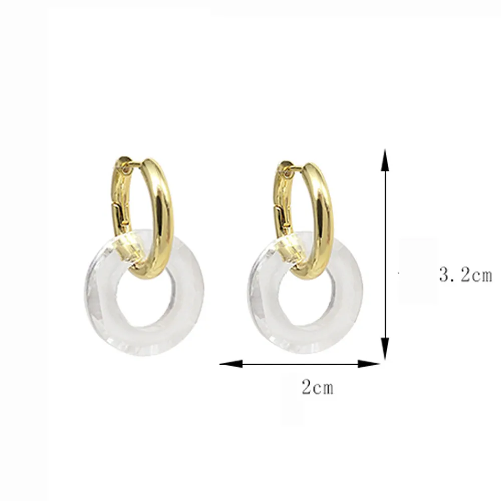 

1 Pair Earrings Metallic Transparent Acrylic Circle Drop Earrings For Women Fashion Jewelry