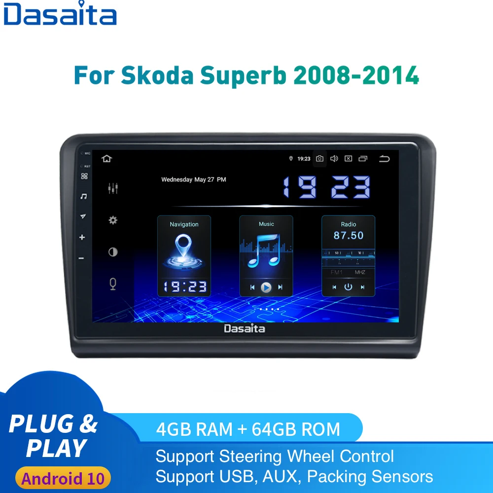Автомагнитола 2DIN Android 10 0 для Skoda Superb мультимедиа 2008-2014 стерео DSP HD 2.5D IPS 1280x720 Carplay HDMI