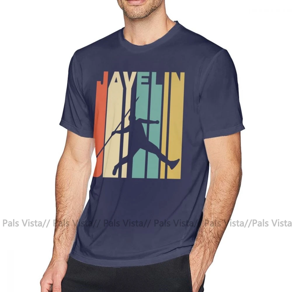 Футболка Javelin в стиле ретро, футболка Javelin Throw Track And Field, милая Пляжная футболка, Хлопковая мужская футболка с коротким рукавом и принтом - Цвет: Тёмно-синий