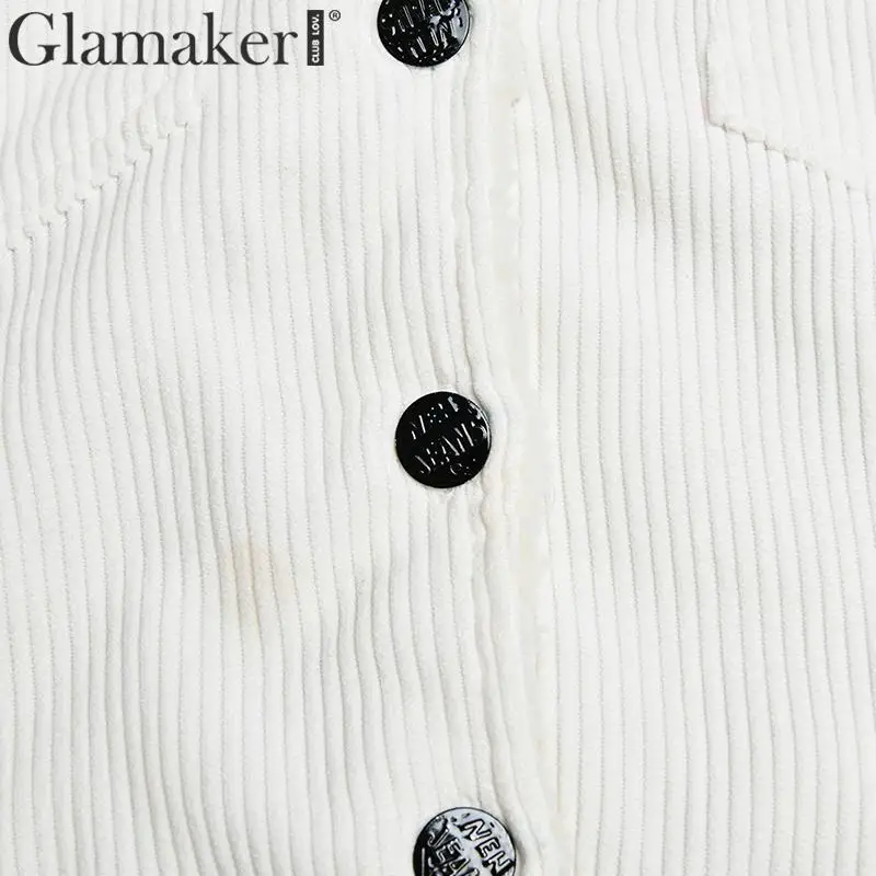 Glamaker вельвет отложной воротник Сексуальная короткая куртка длинный рукав карманы теплая Женская куртка осенне-зимняя уличная мода Женская куртка