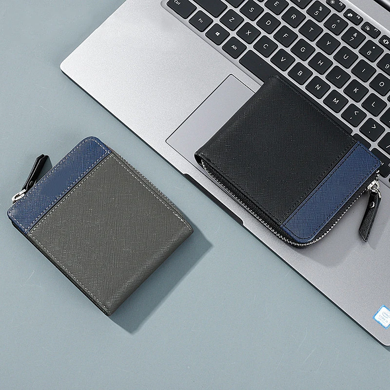 Мужской кошелек из искусственной кожи s на молнии с 8 отделениями для кредитных