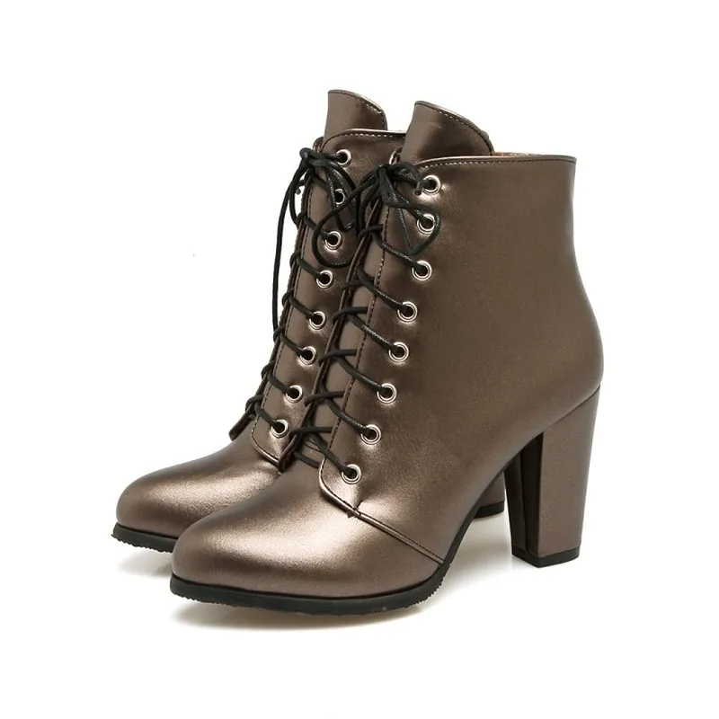 Женские ботильоны из искусственной кожи MAZIAO серебристые ботинки на высоком