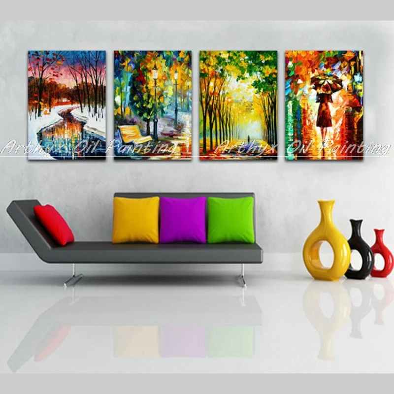 Современное настенное украшение абстрактные уличные фонари скамейка Ночной