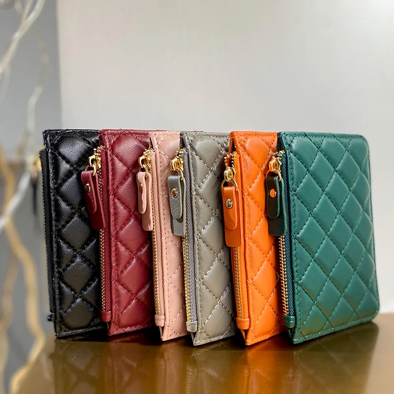 

New Designer Mini Coin Purse Pouch Women's wallet Sheepskin Genuine Leather Women's bag Fashion Brand Key Chain card holder
