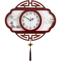 Classical Chinese Wall Clock Wooden Living Room Wall Clock Decoration Vintage Style Watches Home Silent Personality Ornaments