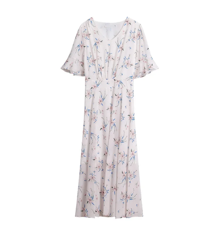 

2021 floral dress female long section waist waist was thin temperament long skirt female summer skirt