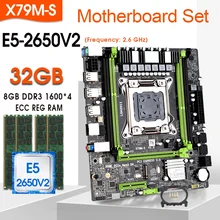 X79 X79M motherboard with LGA2011 combos Xeon E5 2650 V2 CPU 4pcs x 8GB=32GB memory DDR3 ECC RAM 1600Mhz NVME M.2 slot Set