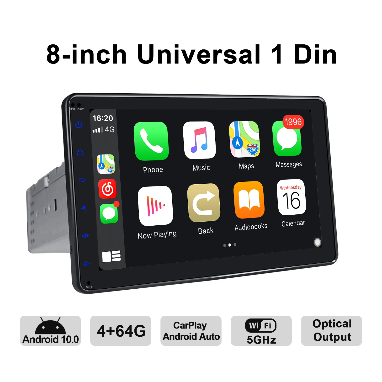 구매 8 인치 안드로이드 10 카 라디오 스테레오 유니버설 헤드 유닛 GPS 내비게이션 멀티미디어 플레이어, 무선 카플레이 4G 안드로이드 오토 DVR OBD